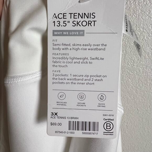 Athleta Ace White Tennis Skort 13.5” Plus Size 3X - Picture 12 of 13